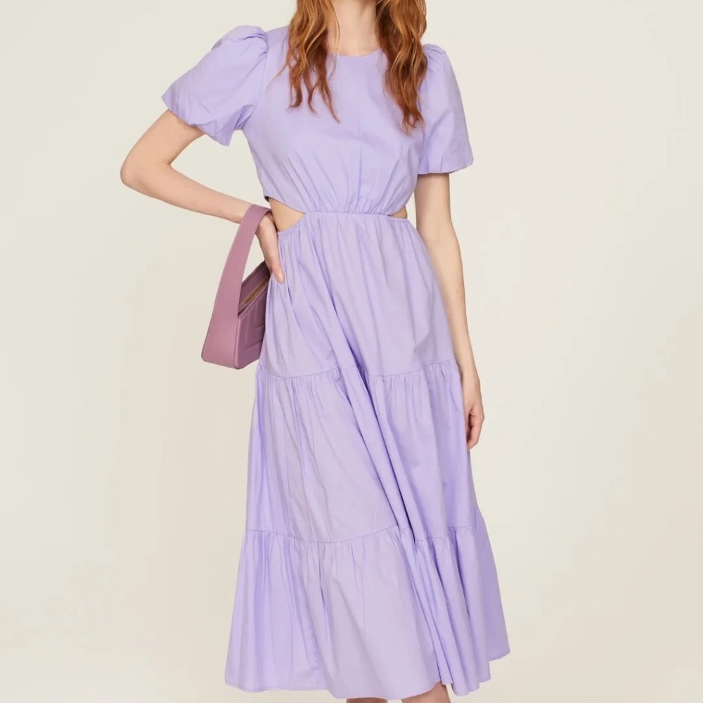 Peter Som Rent the Runway Purple cutout Midi tiered dress sz 0 & 2 $385